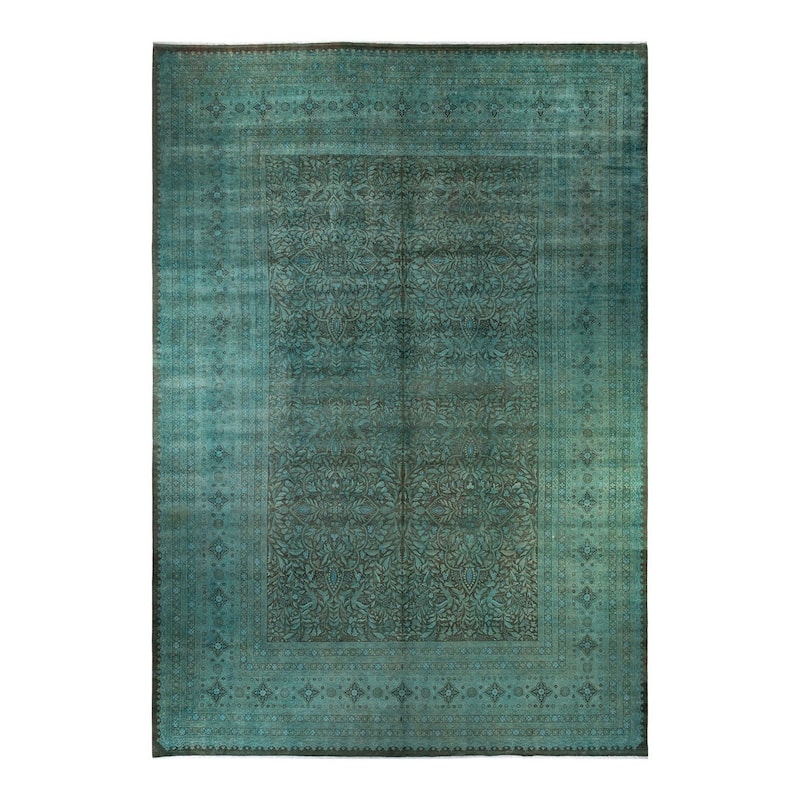 Overton Handknotted Wool Vintage Inspired Contemporary Overdyed Brown Area Rug - 17' 10" x 12' 5"
