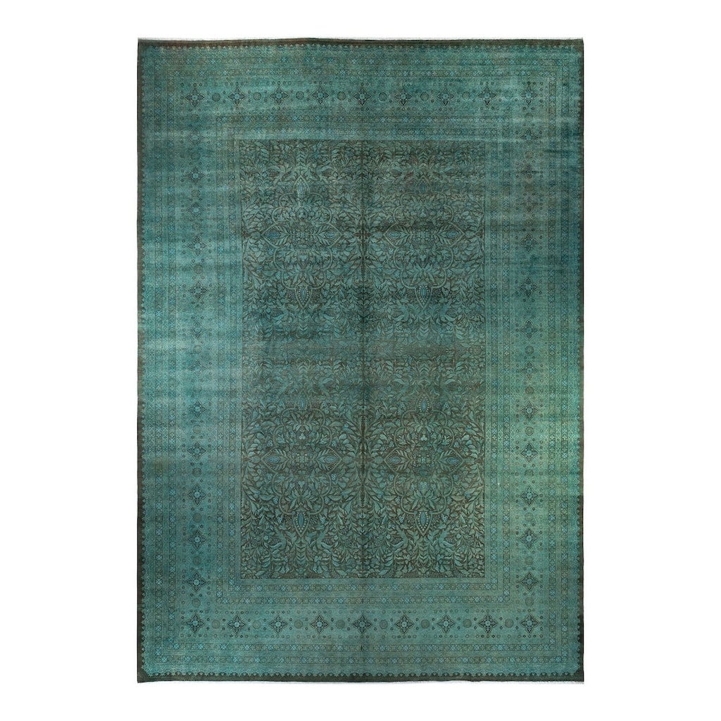 Overton Handknotted Wool Vintage Inspired Contemporary Overdyed Brown Area Rug - 17' 10" x 12' 5"