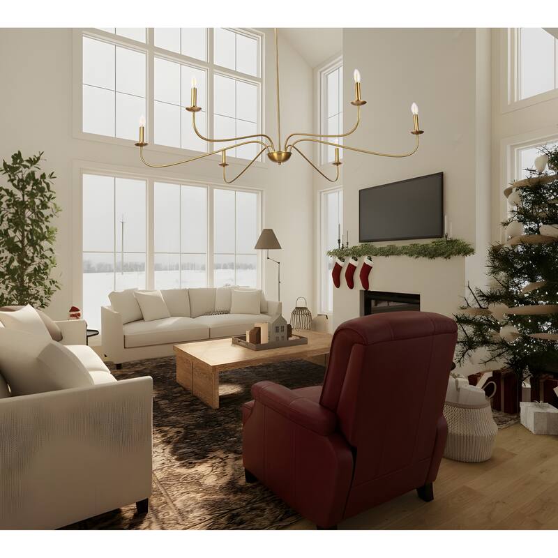 6-Light Classic French Minialist Chandelier with Candle-Style Lighting