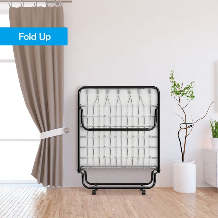 Rollaway Folding Bed with Memory Foam Mattress and Sturdy Metal Frame