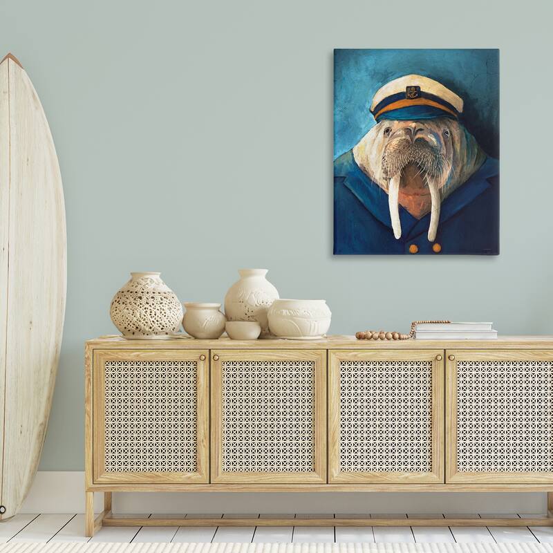 Stupell Sailor Captain Walrus Canvas Wall Art Design By Kamdon Kreations