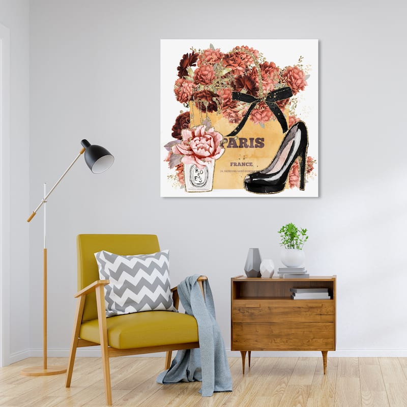 Wynwood Studio Fashion and Glam Pastel Parisian Tangerine Bag Fall Orange and Glam Wall Art Canvas Print - 30 x 30