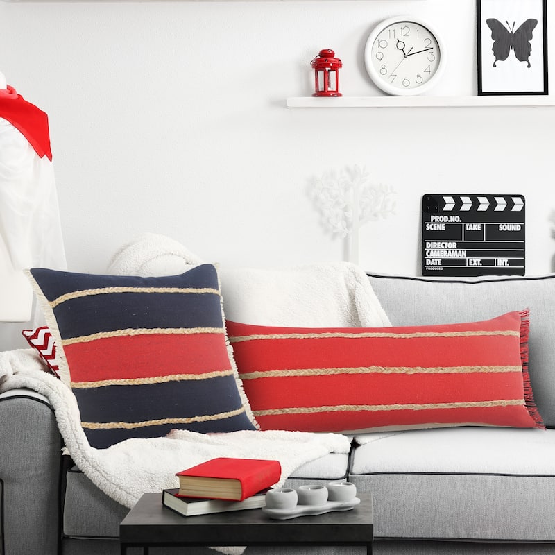 Sevita Atlantis Americana Striped Throw Pillow with Jute Braiding