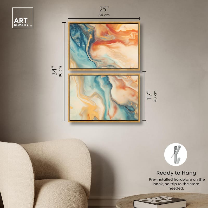 Marbled Sunrise II Canvas Set of 2 by Art Remedy