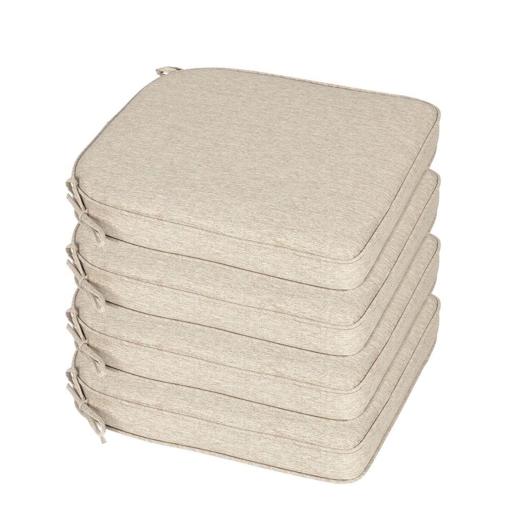 Aoodor Outdoor Dining Chair Cushions Set of 4, Outdoor Chair Pads with Ties, 20 x 19 inch - 20"x19"