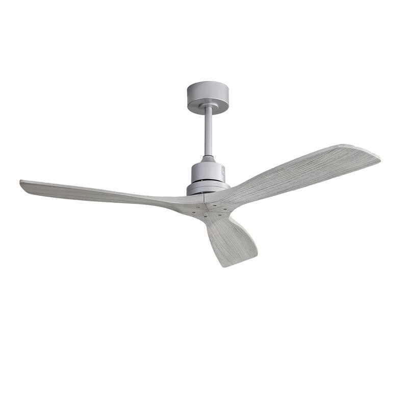52 Inch Ceiling Fans No Light with Remote Carved Wood Fan Blades, Reversible DC Motor Ceiling