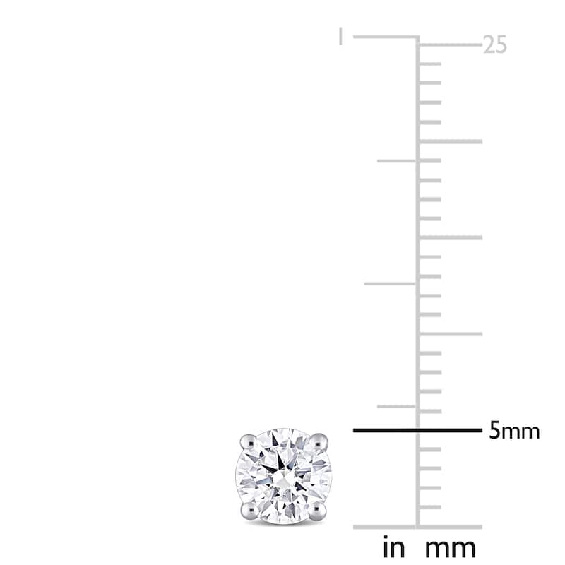 Miadora 1ct DEW Moissanite Solitaire Stud Earrings in 10k White Gold - 5 mm x 5 mm x 4.7 mm