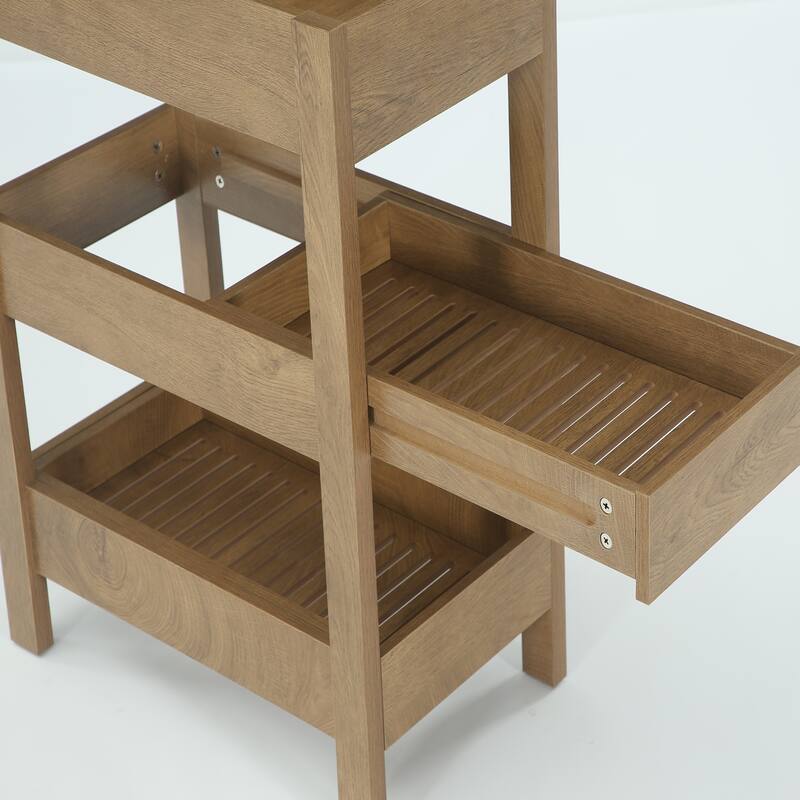 Vertical Standing Basket with 3 Drawers, 3-Tier Fruit Vegetable Storage Tower for Kitchen Kitchen, Living Room