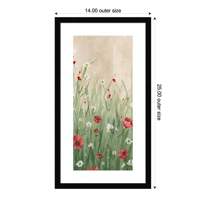 Wildflowers in Gentle Breeze No. 1 by Alex Black Wood Framed Wall Art Print - Black