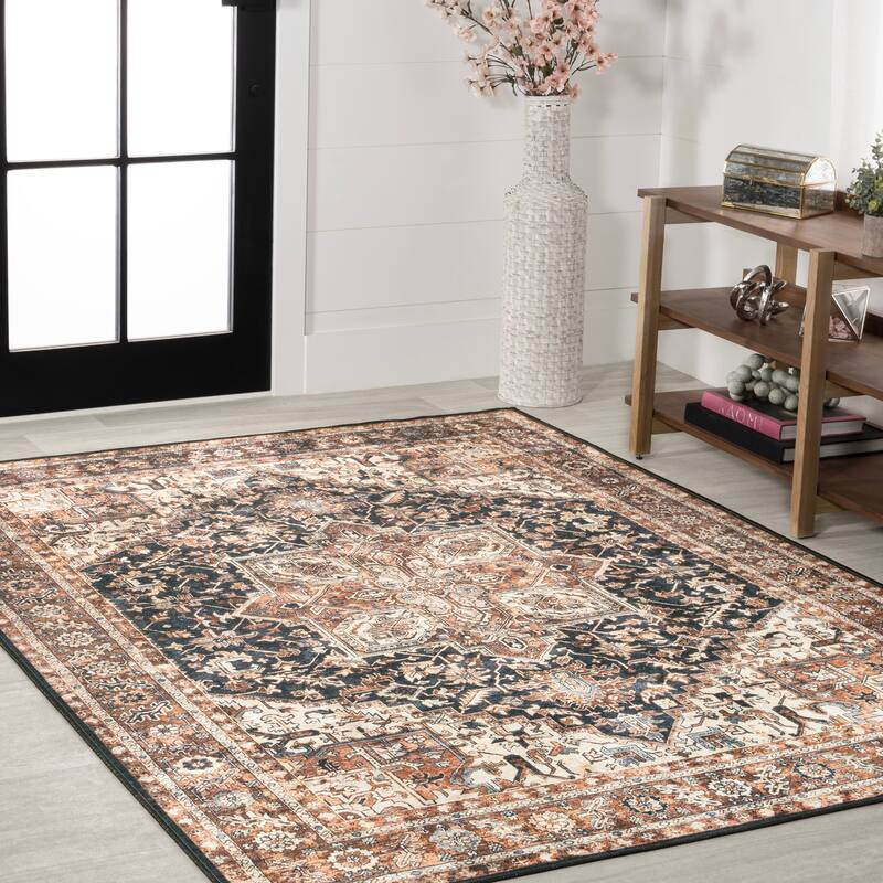JONATHAN Y Kingdarr Mid-Century Medallion Chenille Machine-Washable Area Rug