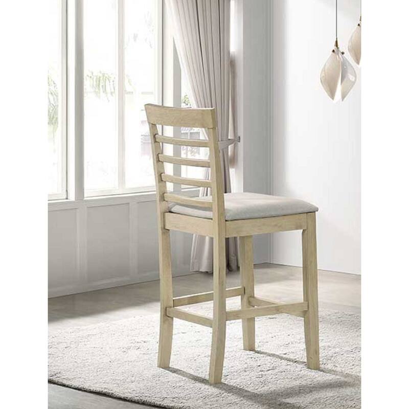 Beautiful Cream Color Counter Height 2Pc Dining Pub Height Chairs Upholstered Seat Dining Room Wooden Furniture