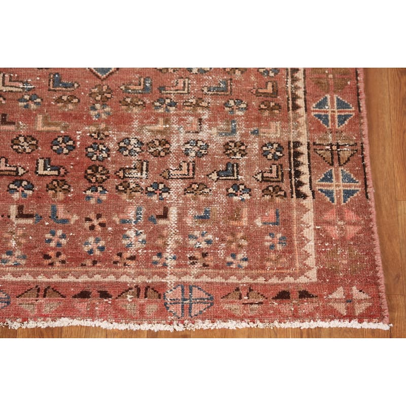 Hand Knotted Oriental 100% Wool Carpet Traditional Geometric Oranges & Rust Hamedan Area Rug - 6' 0'' X 3' 7''