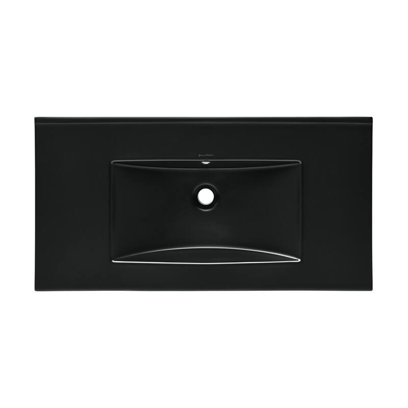 36" Zero Hole Vanity Sink Top In Glossy Black - 36