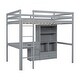 preview thumbnail 12 of 11, Grey Full Wood Loft Bed with Desk, Storage & Guardrails