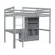 preview thumbnail 12 of 11, Wood High Full Size Loft Bed with Desk,Storage Shelves and Drawers for Home