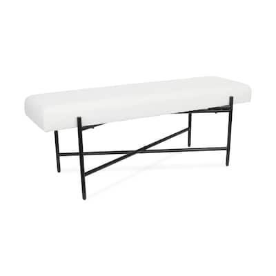 Cushion Top Entryway Bench - 47" - White and Black