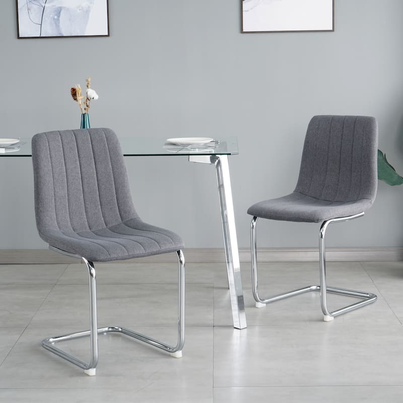 Modern Dining Chairs Set of 4, Bedroom Vanity Chair, Kitchen Breakfast Chairs, Upholstered Dining Chairs with Silver Metal Leg