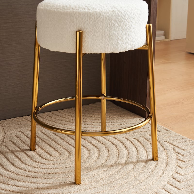 Set of 2 Contemporary Round Upholstered Dining Stools, Bar Stools