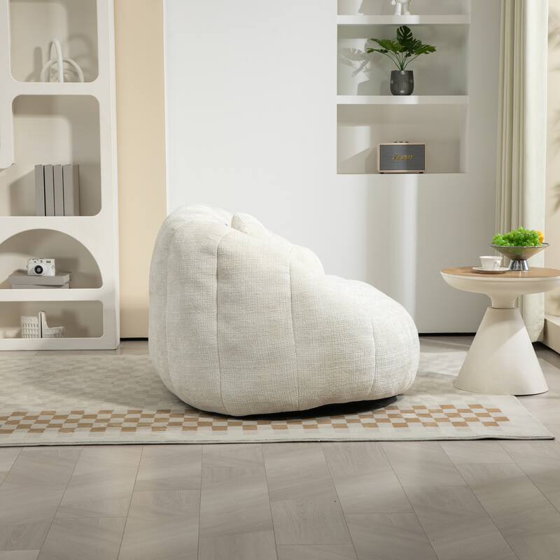 Bean Bag Sofa Lazy Sofa in White Chenille for Adults and Kids
