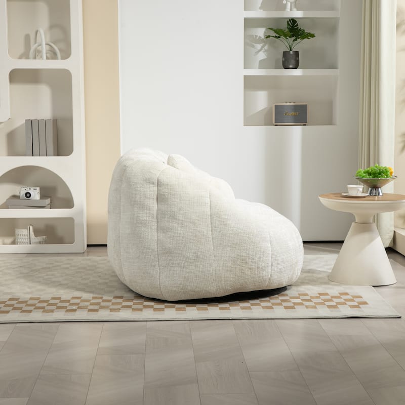 GDFStudio - Charlotte Plush Chenille Two-Seat Bean Bag Sofa for Living Room and Lounge Areas