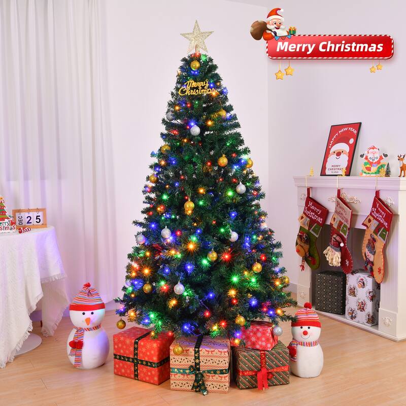 6 FT Artificial Christmas Tree with 1000 PVC Branch Tips and 350 LED Lights Remote Control - 6 Feet