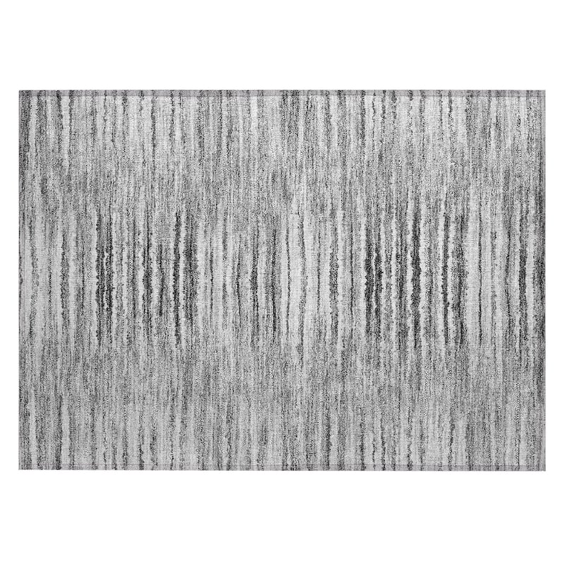 Machine Washable Indoor/ Outdoor Chantille Jagged Stripes Rug
