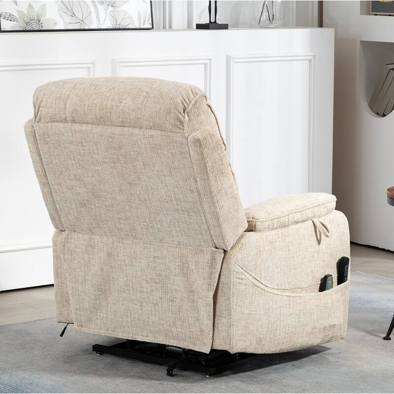 Deluxe Version Dual Motors Power Lift Recliner,Lay Flat 74.8 " Length,100% Polyester,Message/Heat,Eazy Assemble