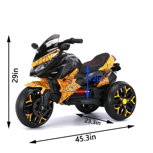 dimension image slide 6 of 8, 12V Kids Electric Ride-On Motorcycle with Manual Throttle, LED Wheel Lights, Bluetooth Music- Battery Powered Motorbike
