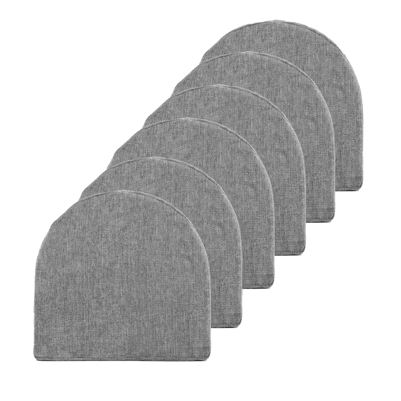 Sweet Home Collection U-Shape Molded Memory Foam Chair Pads With Ties - Grey - Set of 6