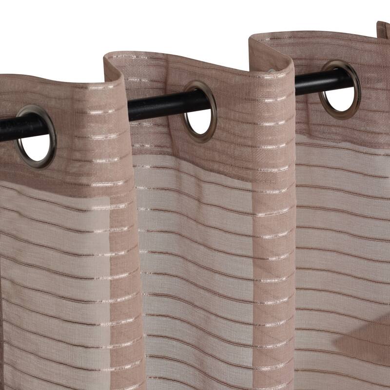 Superior Jackson Striped Machine Washable Sheer Curtains, Set of 2