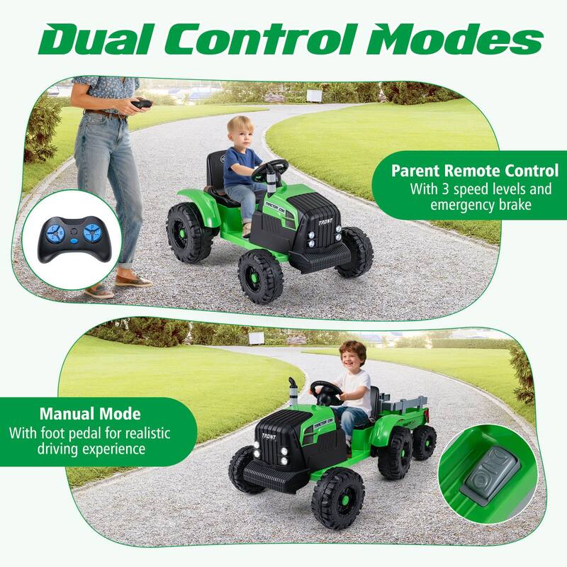 Costway 24V Ride On Tractor for Kids with Detachable Trailer Remote - See Details
