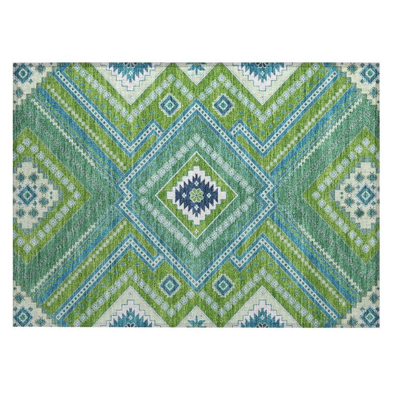Machine Washable Indoor/ Outdoor Global Boho Chantille Rug