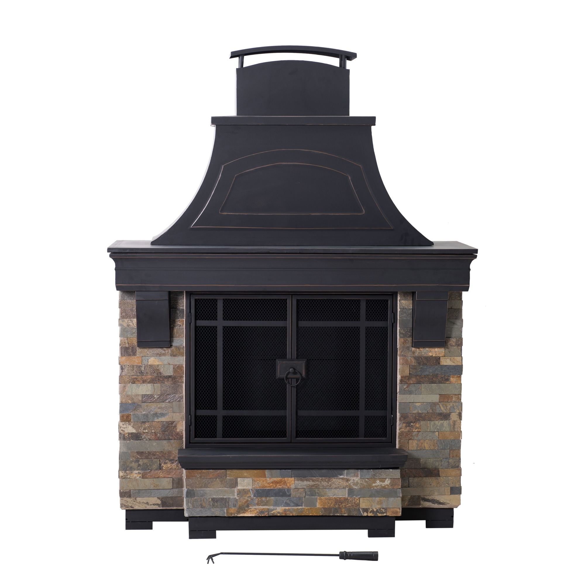 Sunjoy Japer 72-inch Steel and Faux Stack Stone Outdoor Fireplace - Bed  Bath u0026 Beyond - 11588258