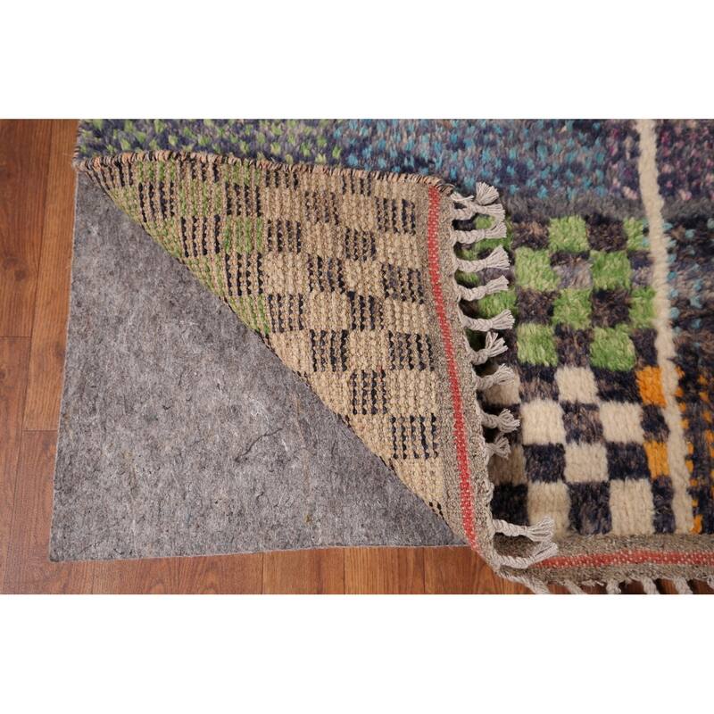 Plush Moroccan Oriental Rug Hand-Knotted Wool Carpet - 7'11" x 10'10"