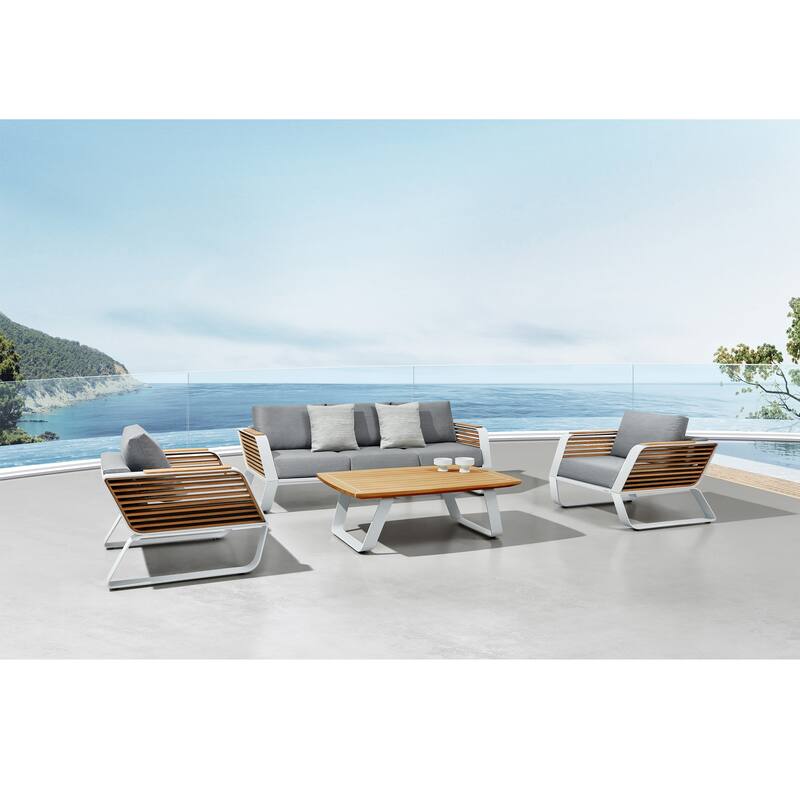 Wing Outdoor Furniture Conversation Set for 5 - Series 2049 - Gary & White