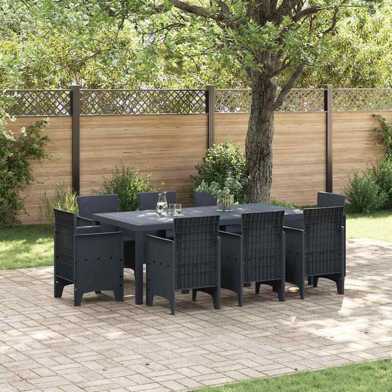 vidaXL Garden Dining Set 9 pcs Poly rattan - 39 x 79 x 29 - Anthracite/ without cushion
