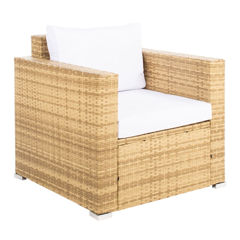 SAFAVIEH Outdoor Patio Furniture Natalee Wicker 4-Piece Conversation Set - 50W x 27D x 28H
