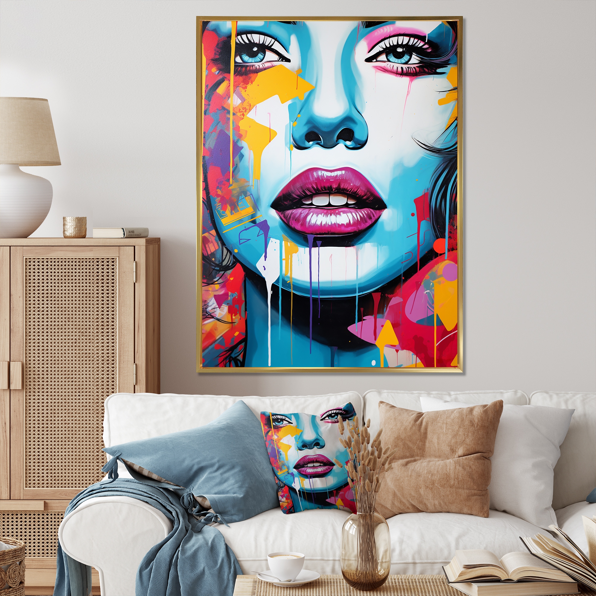 古塔つみ over print POP ART canvas blue ED11 古塔つみ over print