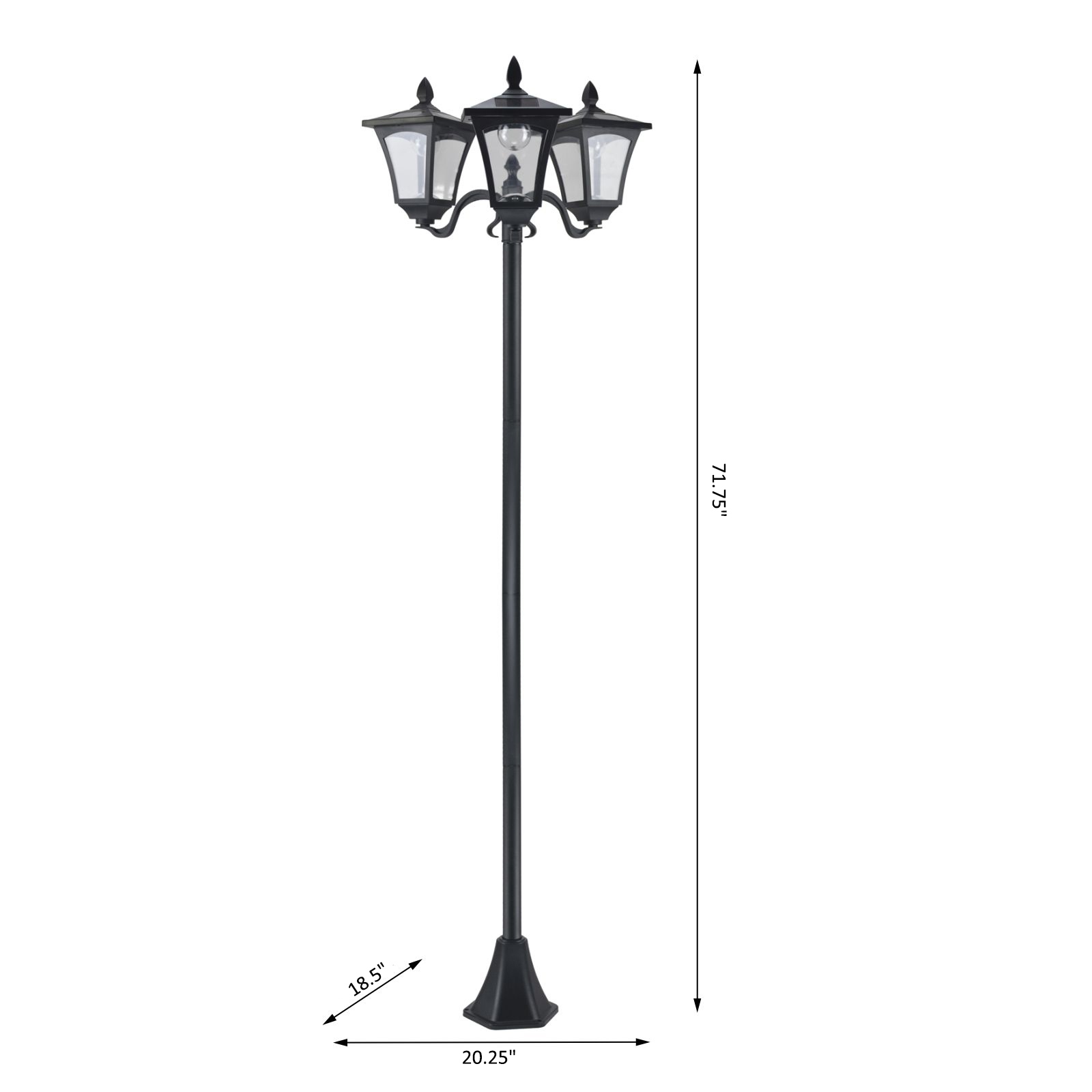 Outsunny 72 Solar Lamp Post Triple Head Street Light All Weather Waterproof Stainless Steel Vintage Style for Garden Lawn On Sale Bed Bath Beyond 36132818