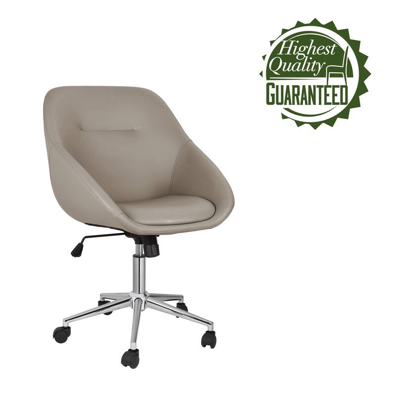 Porthos Home Hayes Swivel Office Chair, Chrome Base, PU Leather