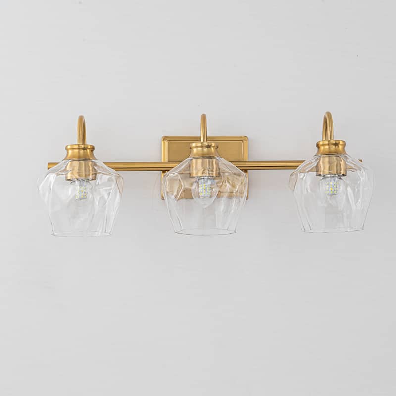 Modern 3/4-lights Bathroom Dimmable Vanity Lights Wall Sconces with Glass Shade