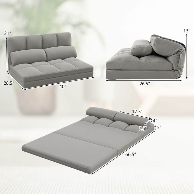 Costway Floor Sofa Bed with 2 Pillows 6 Positions Adjustable Backrest - See Details