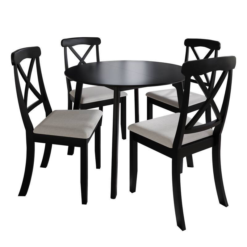 CraftPorch Farmhouse 4-Piece Chair and Round Table Wooden Dining Set