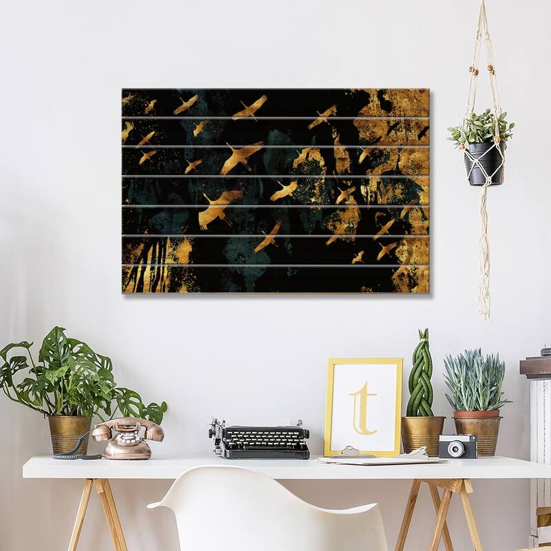 Magical Passes Over Forestry Abyss Print On Wood by Daphne Horev - Multi-Color