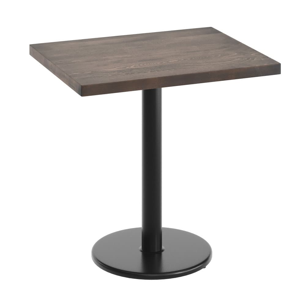 Rectangular Solid Wood Commercial Tabletop with 18" Round Dining Height Base - 24"W x 30"D x 29.5"H