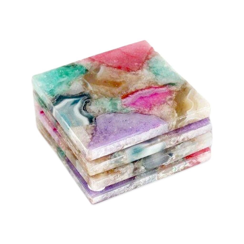 Set of 4 Mixed Agate Coasters - Mixed
