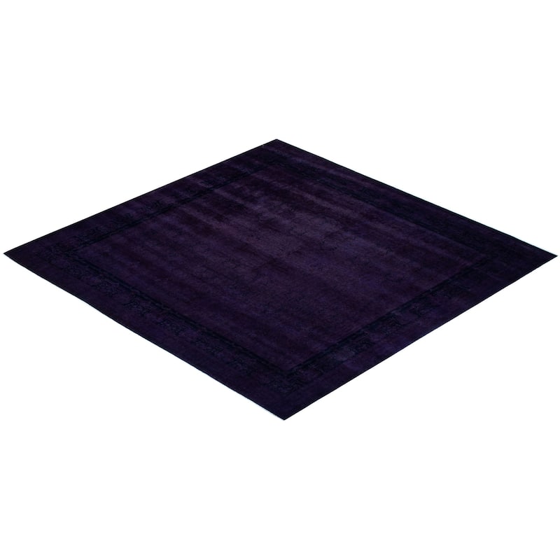 Overton Handknotted Wool Vintage Inspired Contemporary Overdyed Purple Area Rug - 12' 5" x 12' 1"