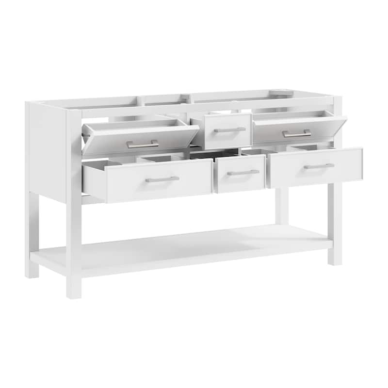 Avanity Brooks 61 in. Double Vanity in White finish and Cala White Engineered Top