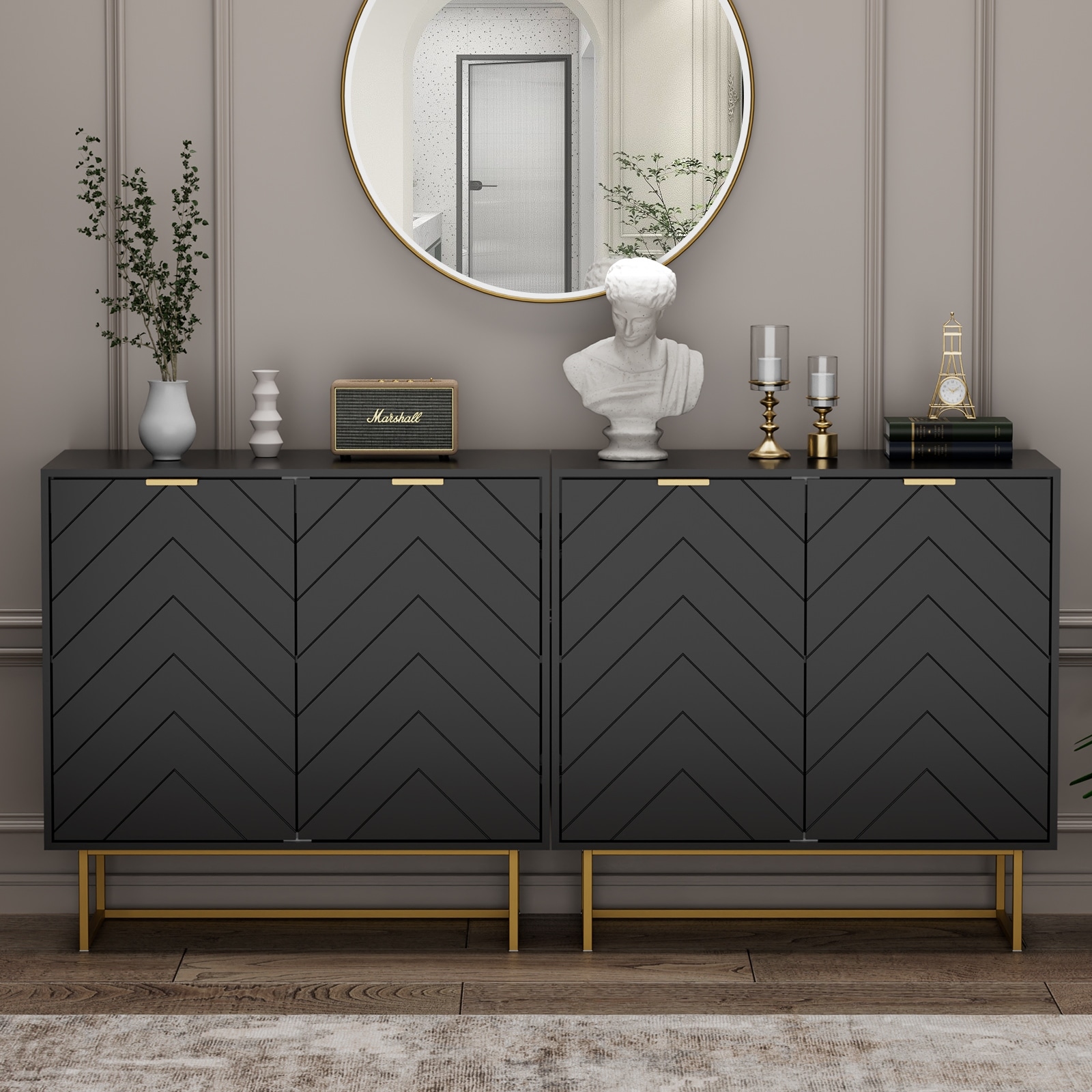 eclife Versatile Sideboard Buffet Cabinet Storage with Adjustable Shelf