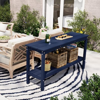 Laguna Hdpe All Weather Outdoor Patio Two Shelf Table